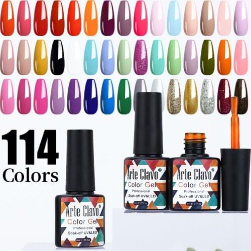 Arte Clavo Glitter Nail Gel Polish New 139 Colors Nail Art Varnish Top Base Coat Semi-Permanant Gel UY LED Lamp Nail Designs