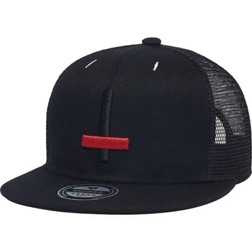 2021 Cross Embroidery Hip Hop Cap Men Women Snapback Hat for Teenagers Mesh Caps Breathable Black
