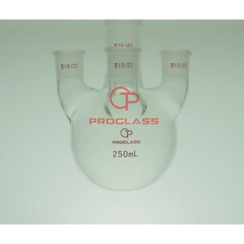 Straight 4 Necks Round Bottom Flask 250mL,Center Joint 24/40,Sides Joints 19/22