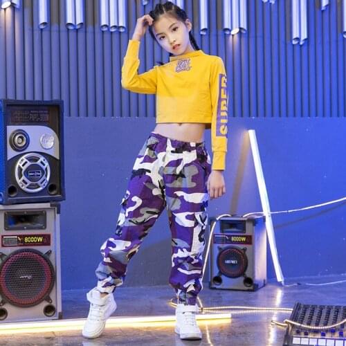 Hip Hop Costumes Girls Boys Ballroom Dancing Costumes for Kid Stage Wear Child Jazz Dance Clothes Show T Shirts Camouflage Pants