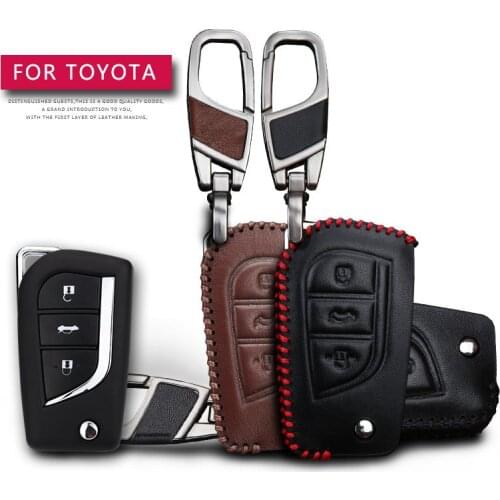 Leather Car Key Case Cover For Toyota Hilux Corolla avensis Prado Fortuner RAV4 CHR Protection Key Shell Skin Bag Only case