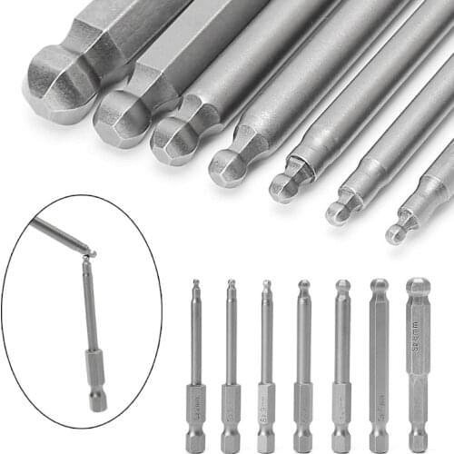 7 Pcs 65mm Magnetic Ball End Hexagon Head Hex Screwdriver Bits Drill Tools 2.5'' G8TB