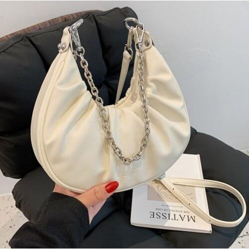 Small Half-Moon Crossbody Bags for Women 2021 Fashion Chain Baguette Underarm Shoulder Bag Luxury Lady Travel Tote Handbag Purse