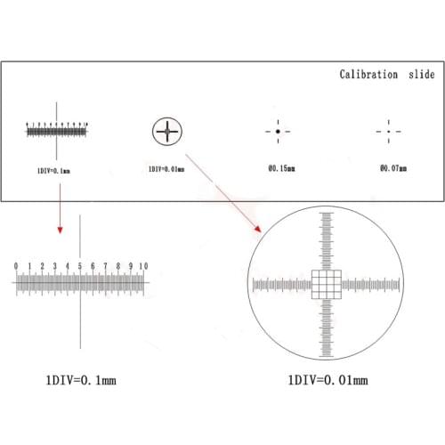 Microscope Stage Micrometer Calibration Slide with 4-Scales and 0.01mm Multifunctional Reticle Calibrating Ruler
