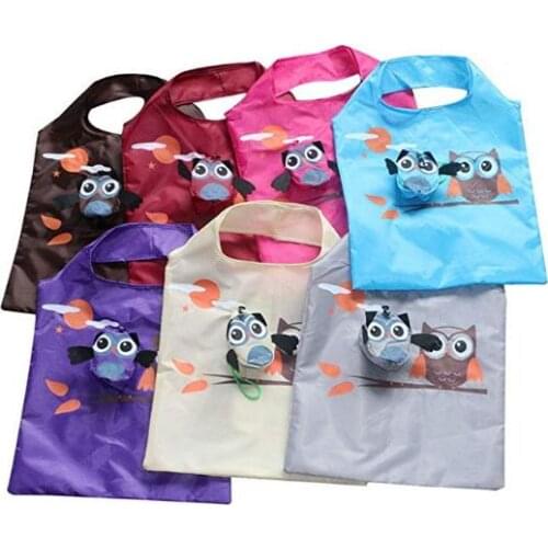 Owl Reusable Grocery Bags Foldable Shopping Bags Large Capacity Tote Travel Recycle Handle Bag Eco-Friendly