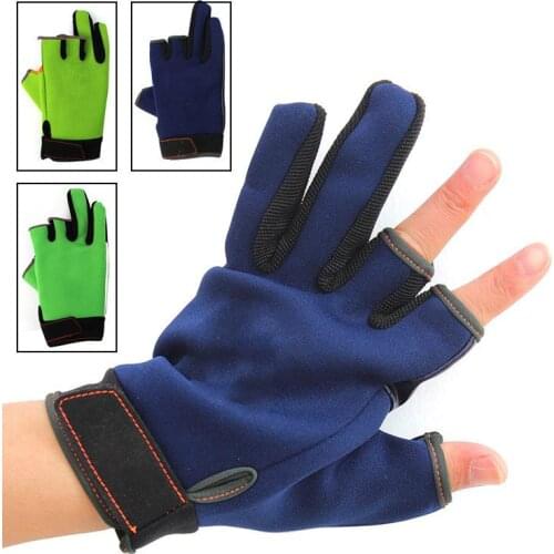 Mounchain Soft Plastic Fishing Gloves Warm Thicken Anti-skid Waterproof Men Fishing Gloves with 3 Exposed Fingers
