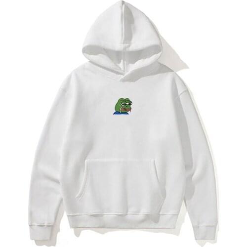 Men and women pullover sweater funny graffiti print sad frog hoodie fashion men and women hip hop wool yellow pink hooded etwear