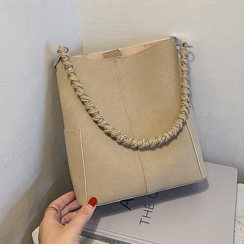 New Suede Large Capacity Shoulder Bag Women Casual Split Leather Women Handbag Simple Crossbody Bag for Women Sac A Main Female