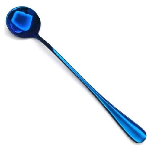 2021 New Vacuum Plating Stainless Steel Coffee Spoon Long Handle Tea Spoons Kitchen Hot Drinking Flatware Cafe Expresso Cuchari