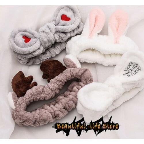 2021 New Soft Warm Coral Yoga Hair Bands Women Girls Wash Bathe Hairbands Bunny Ears Headband Turban Fashion Hair Accessories