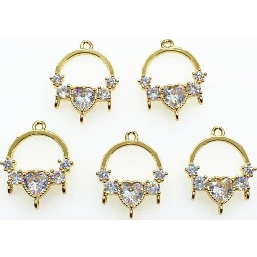 New Arrival! 20x16mm 50pcs Cubic Zirconia Heart Connector for Handmade Earring DIY Parts,Jewelry Accessories Findings&Component