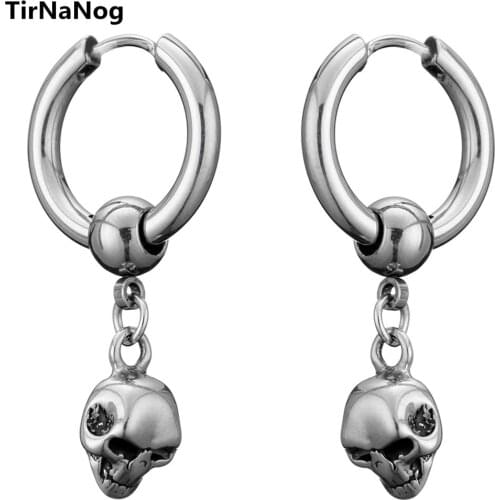 New Classical Skull Earrings Jewelry For Female Gothic Hoop Earrings Male Party Women Punk Perforated Stainless Steel Earrings