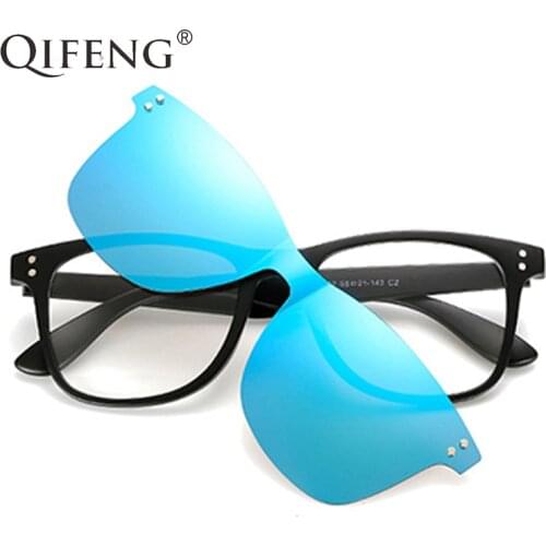 QIFENG Fashion Optical Eyeglasses Frame Men Women Clip On Magnets Polarized Sunglasses Myopia Eye Glasses Spectacle Frame QF051