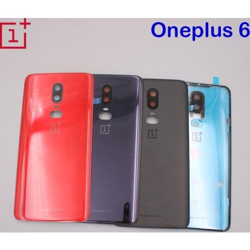 Original Glass For Oneplus 6 Back Battery Cover Door Rear 1+6 One Plus 6 Housing Case Repair Parts With Camera Lens Frame + Logo