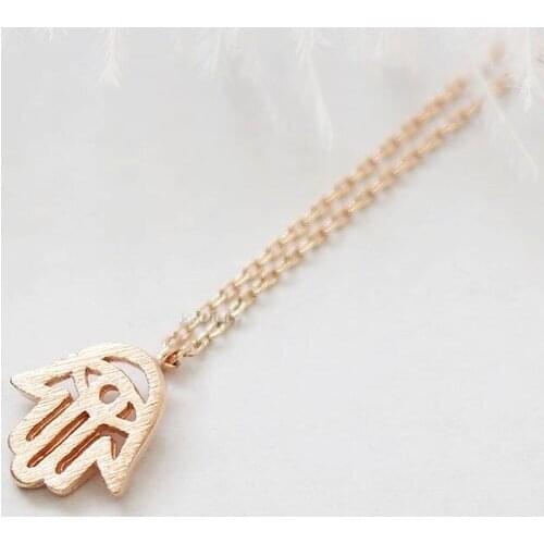 Evil Eye Hand of Fatima Necklace Khamsa Chamsa Hamsa Necklace Rock Roll Gestures Palm Pendant Chain Necklaces for Women