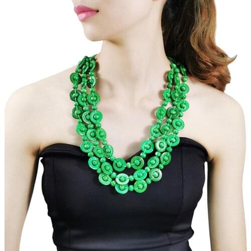 MANILAI Boho Coconut shell Wood Bead Pendant Necklaces Women Ethnic Jewelry Handmade Beaded Hanging Statement Long Necklace