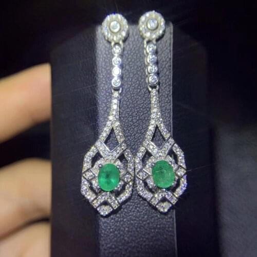 Simple and delicate, precious gemstone Natural emerald earrings, Colombian emeralds, professional natural gem shop, 925 silver