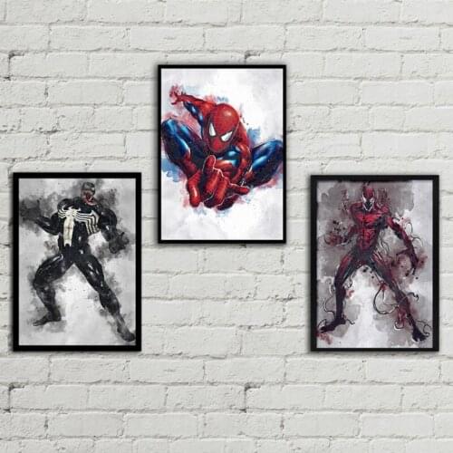 Marvel Avengers Superhero Watercolor Canvas Painting Spiderman Street Art Poster Print Wall Art Picture for Living Room Decor