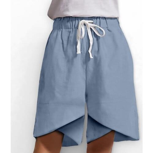 Shorts Women Summer Loose Solid Drawstring Bf Wide-leg Knee-length Harajuku Casual Simple Ins Trendy All-match Students Chic#F3