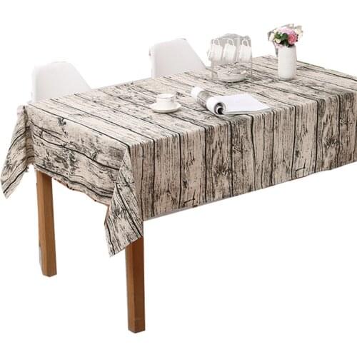 Retro Decorative Wood Grain Tablecloth Cotton Linen Rectangle Table Cloth Table Cover for Picnic Party Wedding Home Event