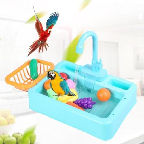 Parrot Bathtub With Faucet Food Container Pet Cage Accessories Bird Bath Shower Bird Cage Pet Small Bird Parrot Cage Bird Toys