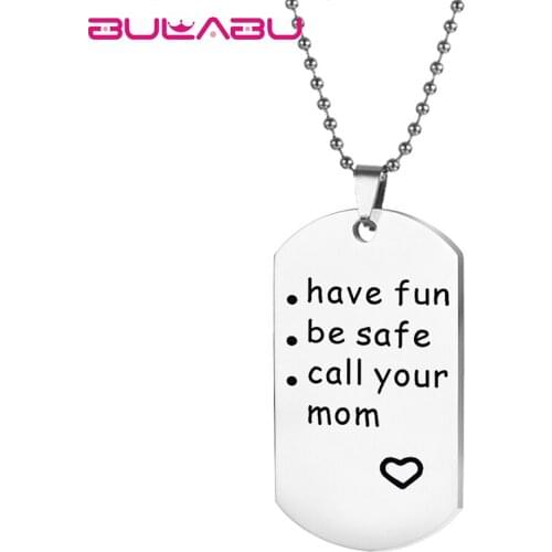 Fashion Silver Metal Pendants Necklace Jewelry have fun be safe call your mom Lettering Pendant Keychain Split Key Chain kolye