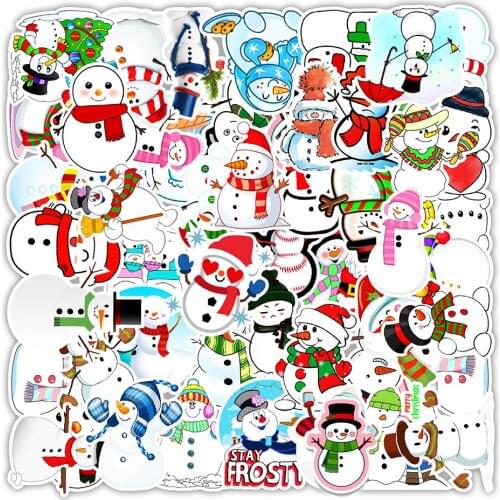 10/30/50PCS Cute Cartoon Christmas Snowman Stickers Laptop Guitar Phone Bike Water Bottle DIY Car Graffiti Sticker Decal Kid Toy