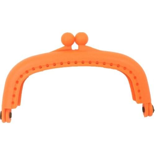 Plastic Coins Purse Arc Frame Kiss Clasps Lock Clutch DIY Handle Orange Color 9x5cm, 10Pcs