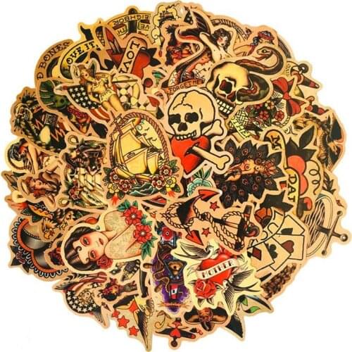 10/30/50PCS color vintage retro classic beauty make suitcase laptop helmet waterproof sticker decoration wholesale