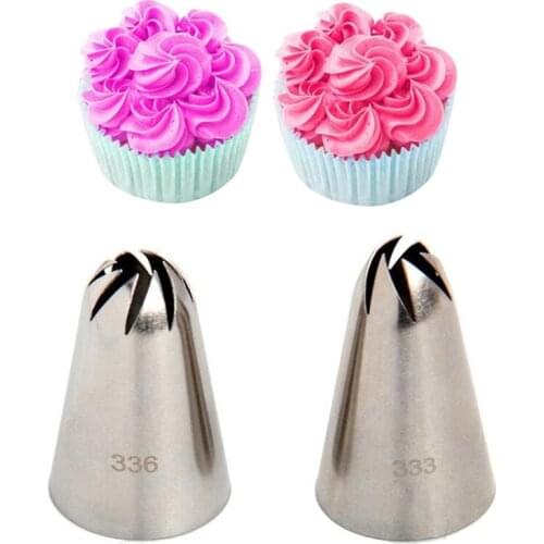 2PCS/lot Russian Pastry Nozzles For Cream Icing Piping Tips Cake Decoration Tools Tulip Rose Nozzle Confectionery #333 #336