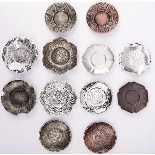 200 Pcs Metal Tea Trays Hot Insulation Plate Pad Tea Ware Teapot Table Protector Leaf Shape Tea Tools DHL Fedex Fast Shipping