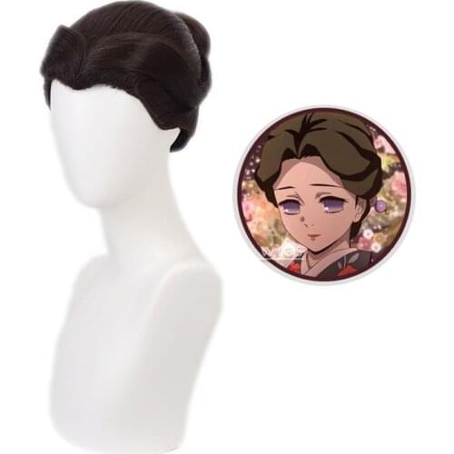 2020 Demon Slayer: Kimetsu no Yaiba Tamayo Cosplay Wigs High-temperature Fiber Japanese Style Black Hair With free hair cap