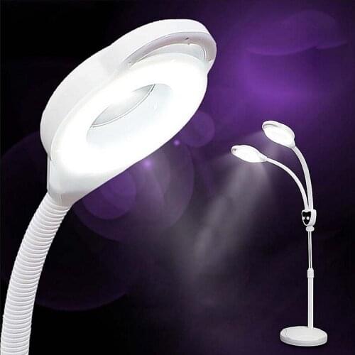 220V 3X Double Heads Standing Circline LED Lamp Magnifying Glass Illuminated Shadowless Magnifier Beauty Light Nail Tattoo Loupe
