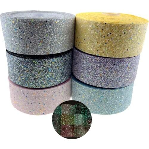 3''75mm 50 yards glow in the dark Chunky Glitter Ribbon Handmade Material DIY Hairbow