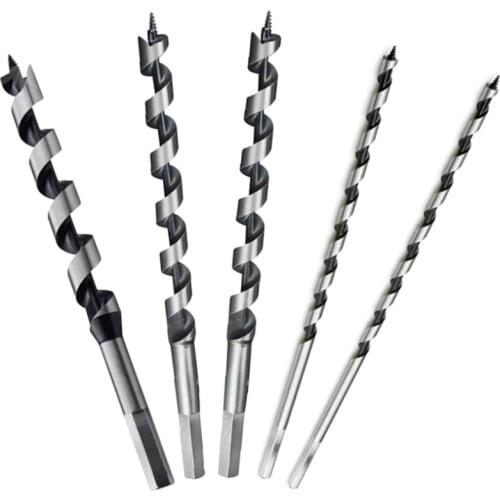 5PCS 230mm Hex Shank Extra Long Point Twist Auger Wood Drill Bits Set Woodworking Twist Drill Bit Tool Set 6 8 10 12 14mm