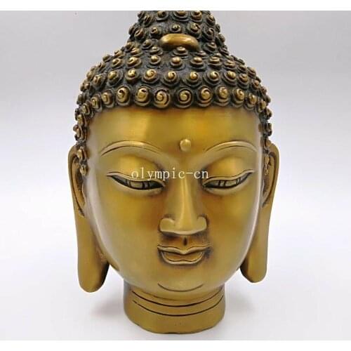 8'' copper carvings folk home fengshui buddhism Sakyamuni buddha head statue