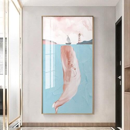 Abstract Pink Landscape Traditional Chinese Print Paintings Wall Art Pictures Poster on Canvas for Living Room Office Home Decor