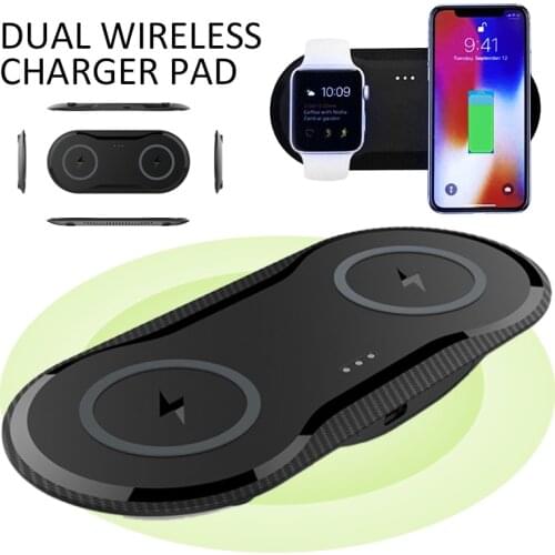 10W QI Dual Wireless Charger Pad 2 In 1 Dual-Charge Desktop Charger Phone Charging Pad for Samsung Galaxy S21 Ultra/S20 Plus