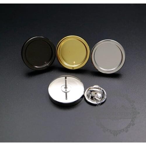 15mm setting size round bezel gold,silver,gun black color DIY brooch pin supplies findings 1582046