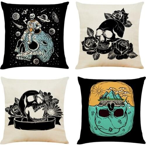 Halloween Skull Cushion Cover Hoga Decorative Pillow funda cojines 45x45 housse de coussin Nordic Throw Pillow Cover Sofa Car