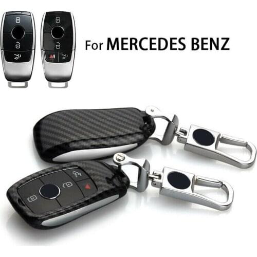 Carbon Fiber Look Remote Car Key Fob Case Cover Holder Shell Keychain For Mercedes Benz E S A C G CLS Class W221 W177 W205 W213