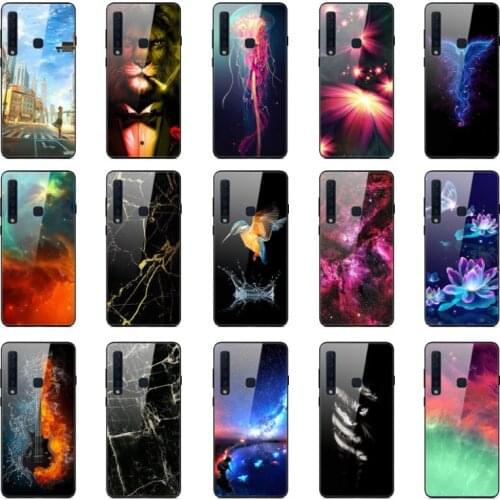 Phone case For Samsung Galaxy A9 2018 Case 6.3" Silicone Tempered Glass Cover For Samsung A9 2018 A920 A9S Cover Case Funda Capa