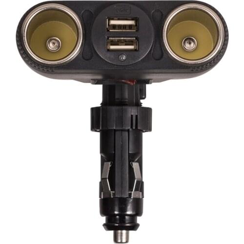 Black Multi-funtion Car Charger Car Styling Dual USB & 2 Way Car Cigarette Lighter Socket Splitter DC 12V Chargers