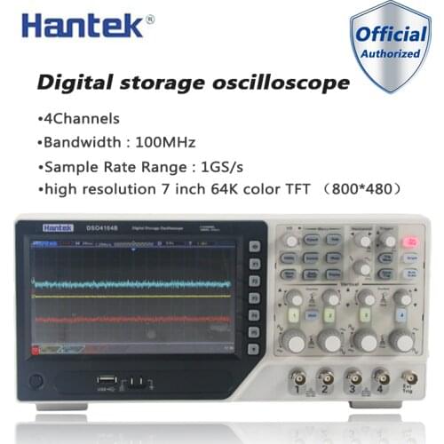 Hantek DSO4104B Digital Storage Oscilloscope USB 100MHz 4 Channels 7in 64K Color TFT LCD Osciloscopio Portatil Diagnostic Tool