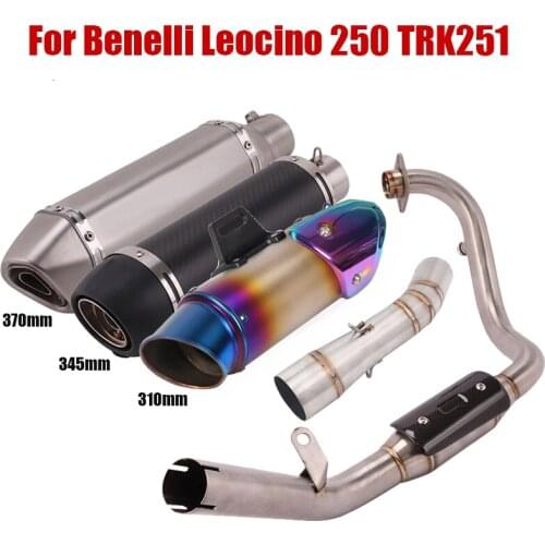 For Benelli Leoncino 250 TRK251 Front Header Pipe Middle Link Tube Escape Exhaust Pipe End Tips Muffler 51mm Slip On Motorcycle