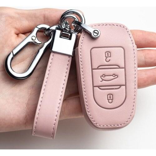 Leather Car Key Case For Peugeot 107 206 207 208 306 307 301 308S 407 2008 3008 4008 5008 RCZ for Citroen C1 C2 C3 C4 C5 DS3 DS4