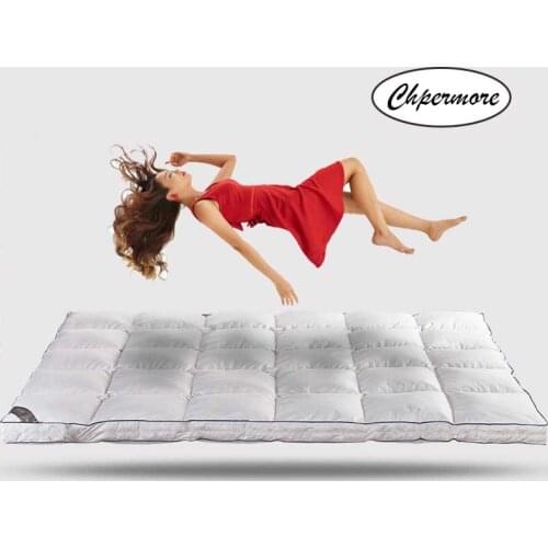 Chpermore 100% White goose down feather Mattress 10cm Five-star hotel thickening Tatami Cotton Mattress Cover King Queen Size