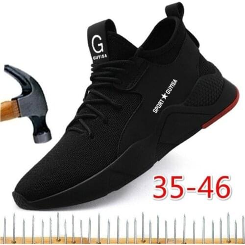 Mens Safety Shoes Mesh Steel Toe Safety Puncture-Proof Work Sneakers Plus Size Breathable Shoes Men Vulcanize Shoes