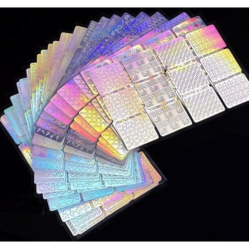 144Tips 24Sheets Laser Nail Art Hollow Stickers Nail Vinyls 3D Image Transfer Guide Stencil Set Irregular Pattern Mixed Decals
