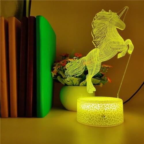 Cute Unicorn Night Light Bedside Acrylic 3D Desk Lamp Bluetooth Speaker Nightlight Kids Gift Holiday Birthday Room Party Decor